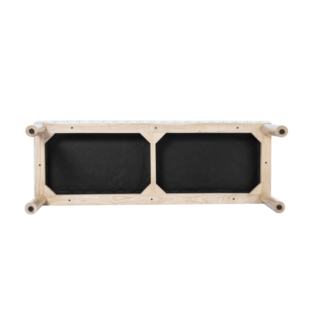 Natural Plaid Woven Fabric Bench F523
