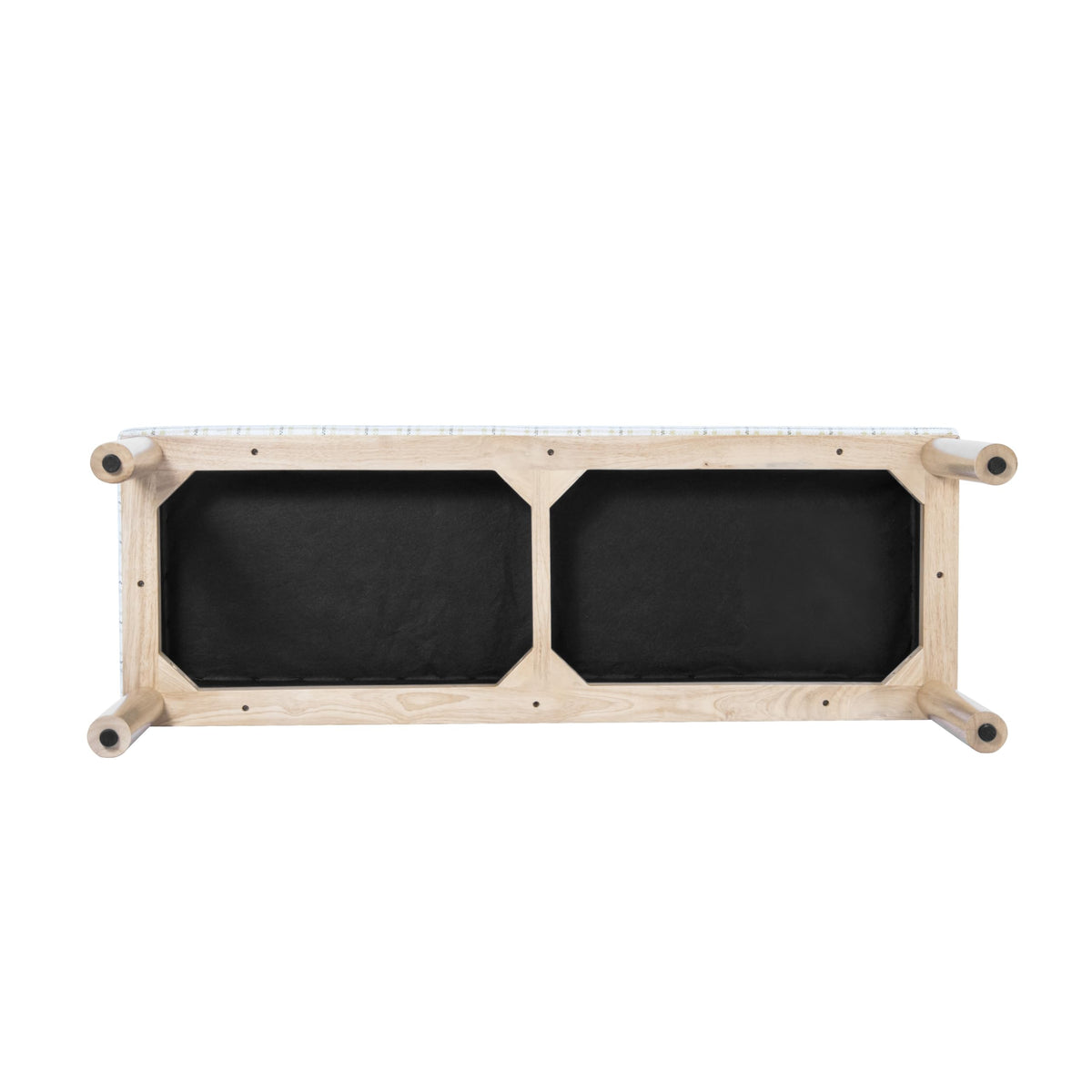 Natural Plaid Woven Fabric Bench F523
