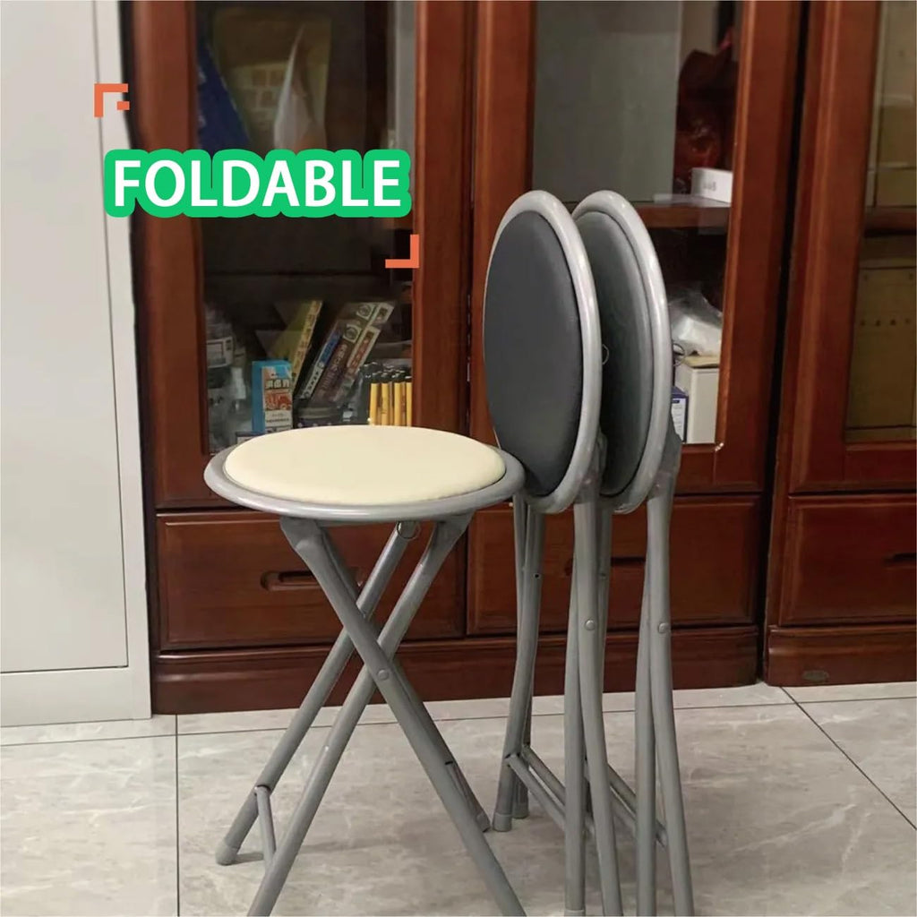 18 Inch Folding Bar Stool 2 Pcs with Footrest Black Y666337