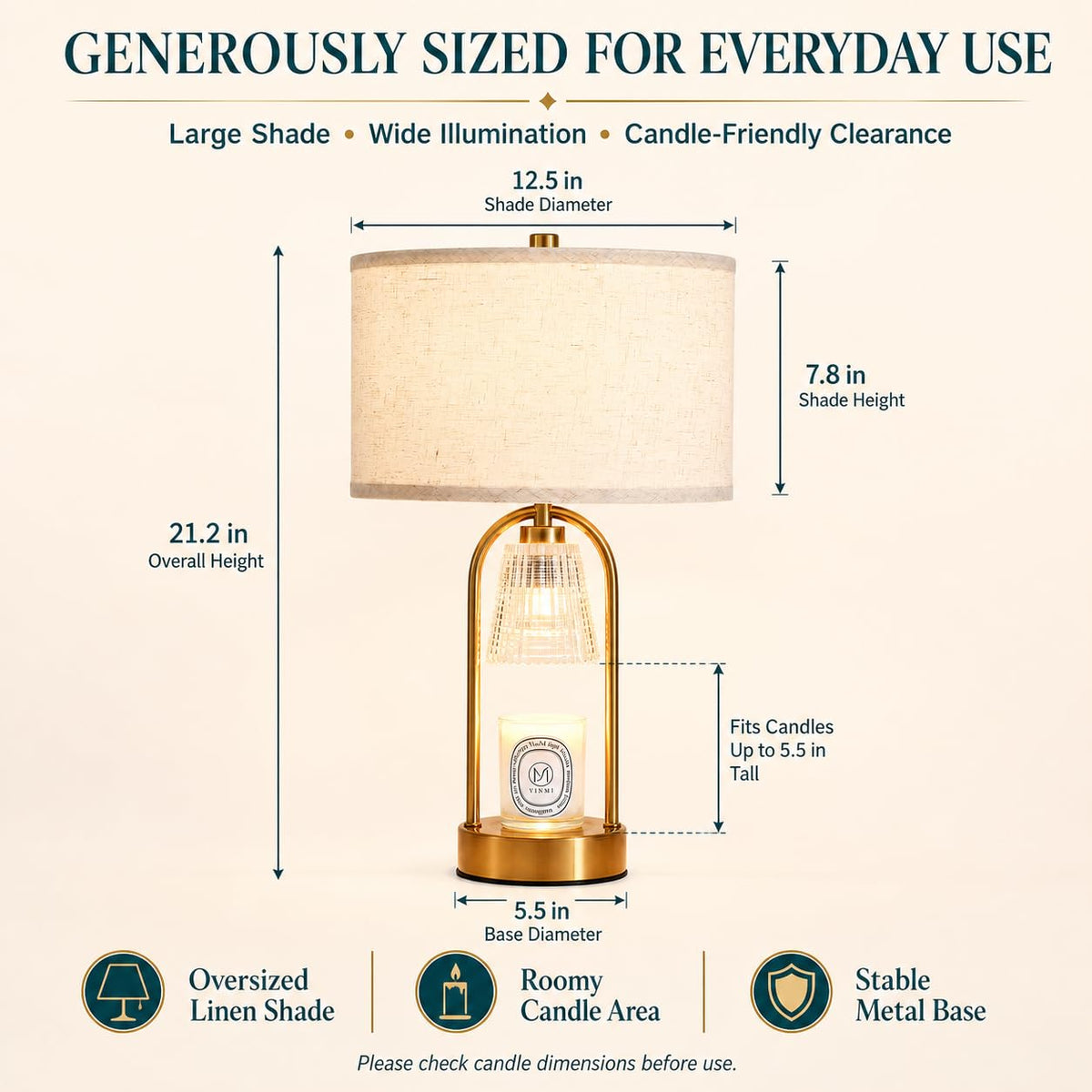 2 in 1 Gold Candle Warmer and Table Lamp N87367