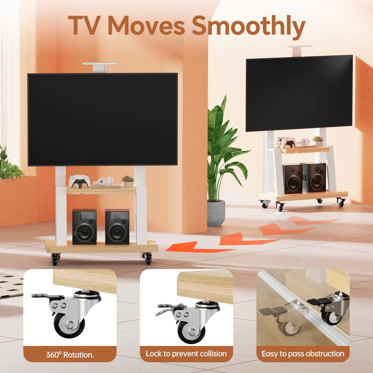 TV Stand on Wheels for 32-75 Inch TVs I9776