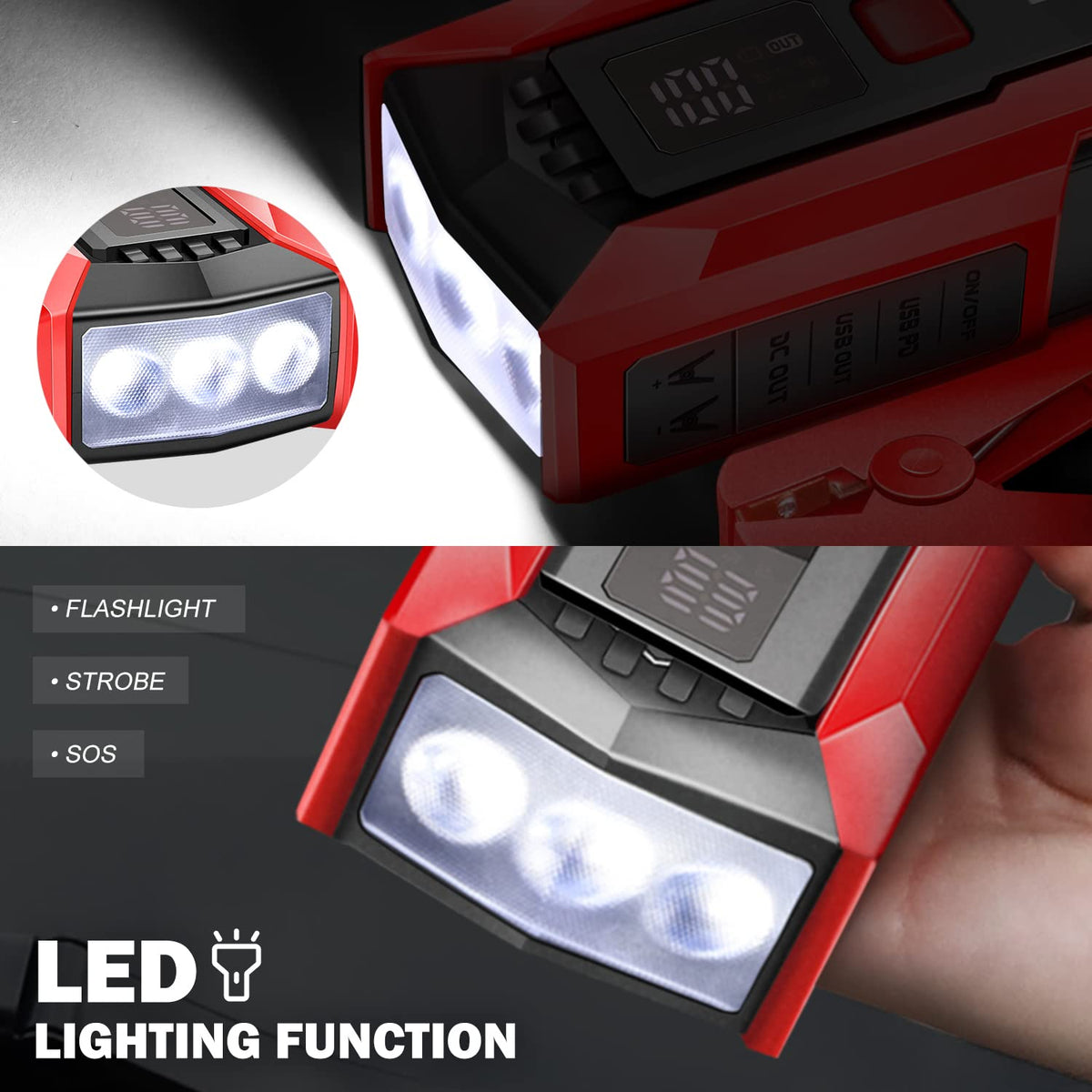 12V 2000A Peak Portable Car Battery Jump Starter with Carry Case W941