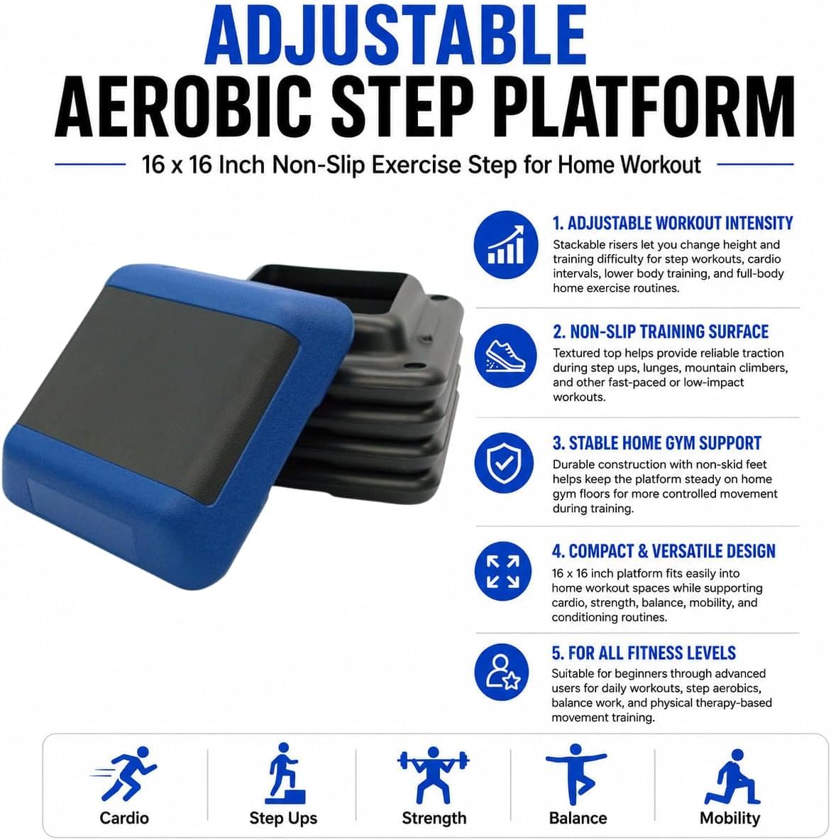 Adjustable Non-Slip Aerobic Step Platform L920612