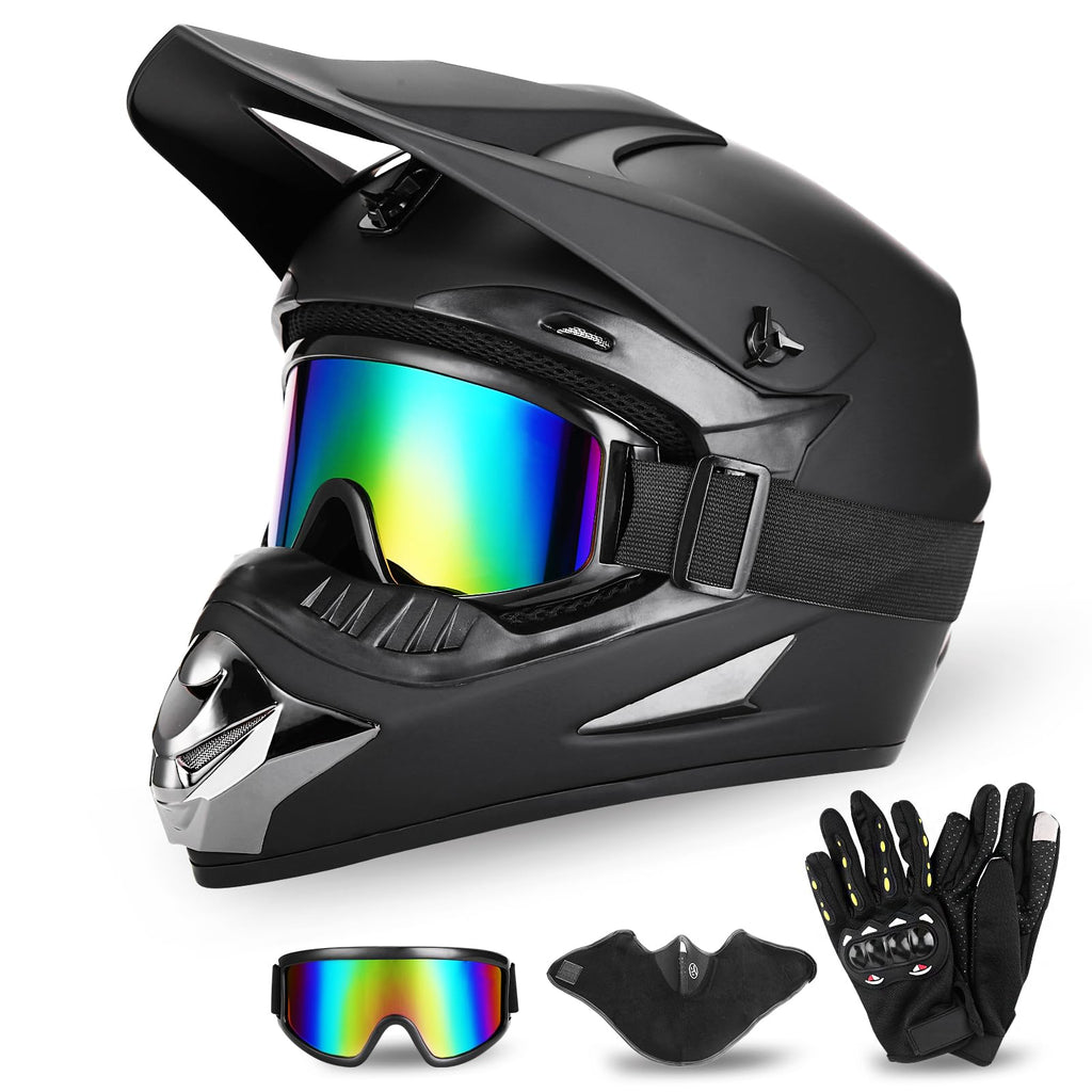 DOT Certified Full Face Dirt Bike Helmet Kit with Goggles, Gloves & Mask Z804