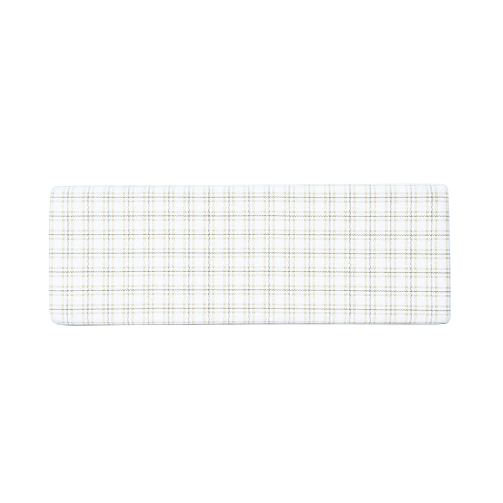 Natural Plaid Woven Fabric Bench F523