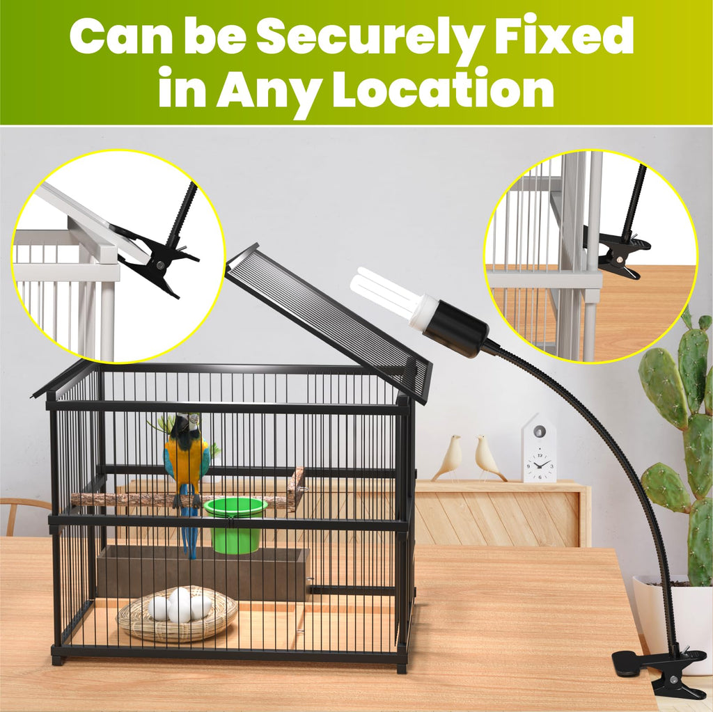 Bird Cage Lighting Combo Kit, Clip Lamp with UVB 2.4 20W Compact Fluorescent Bulb I88881