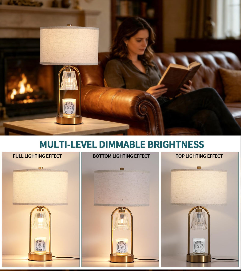2 in 1 Gold Candle Warmer and Table Lamp N87367