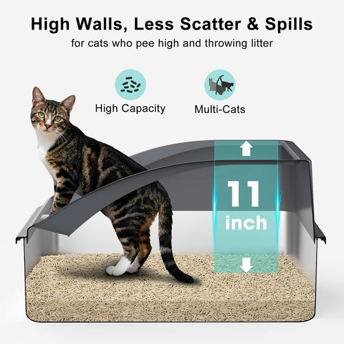 2 Pack XL Stainless Steel Enclosed Cat Litter Box with Lid X92953