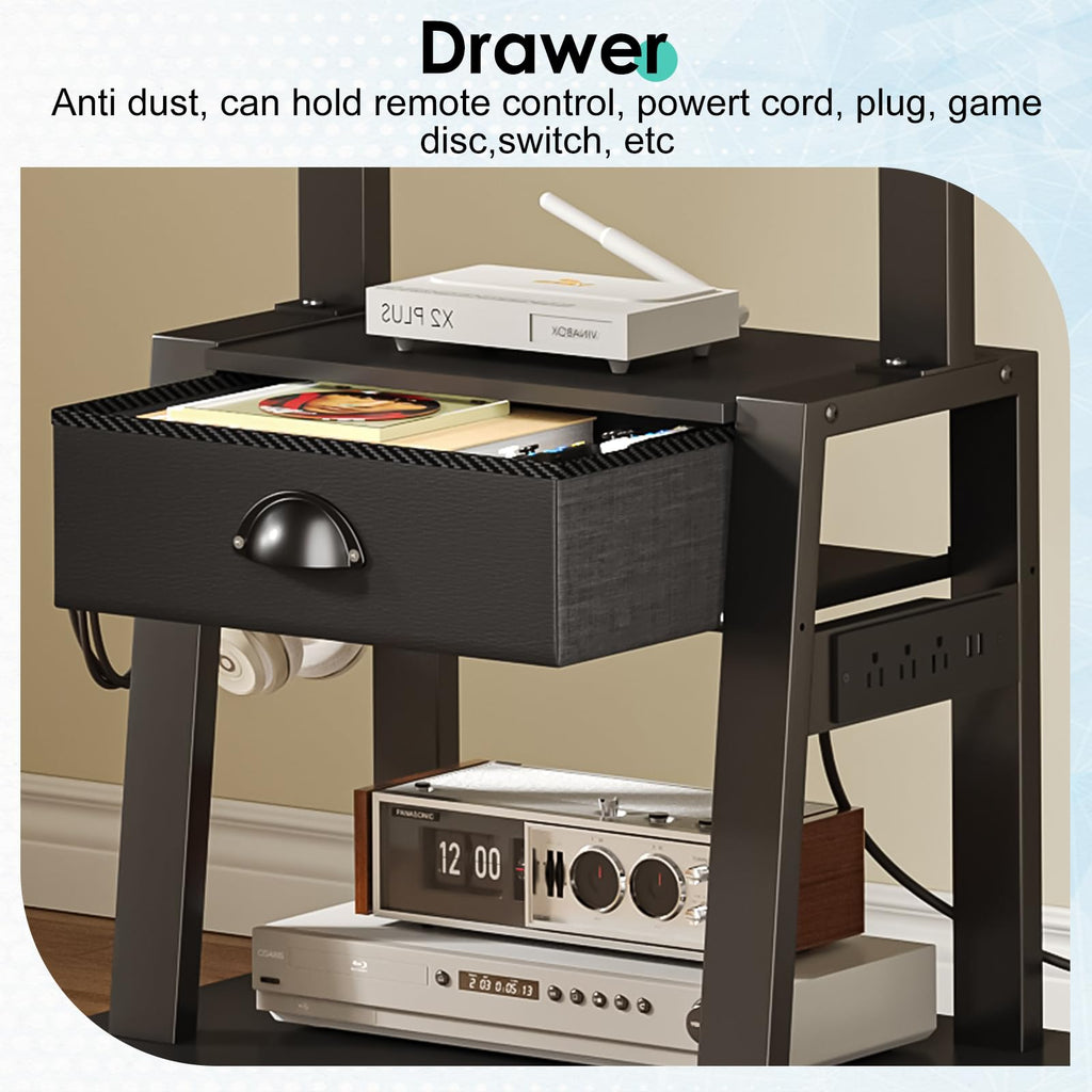 Rolling TV Stand with Power Outlet, Adjustable Height, for 23-60 inch Screens T11744