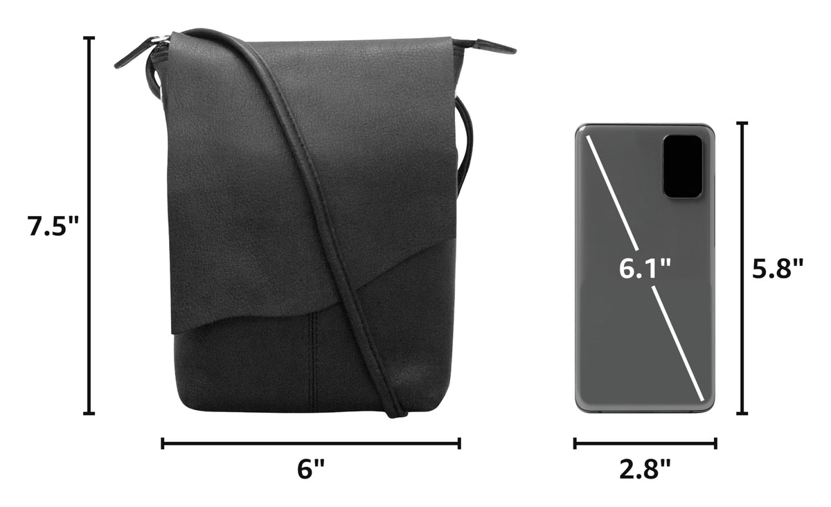 Leather Mini Crossbody Bag with RFID Blocking X53419