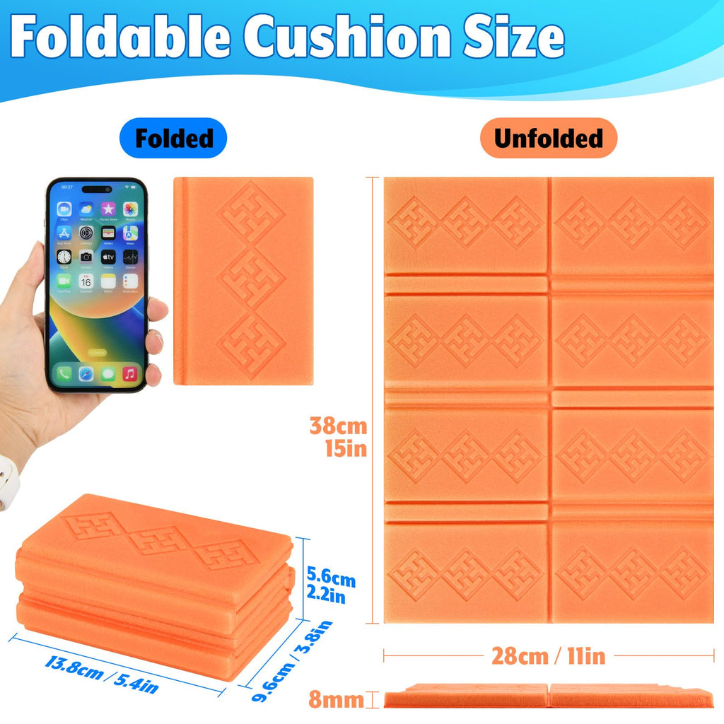 2 Pcs 15x11 Inch Foldable Waterproof Camping Seat Cushion T58488