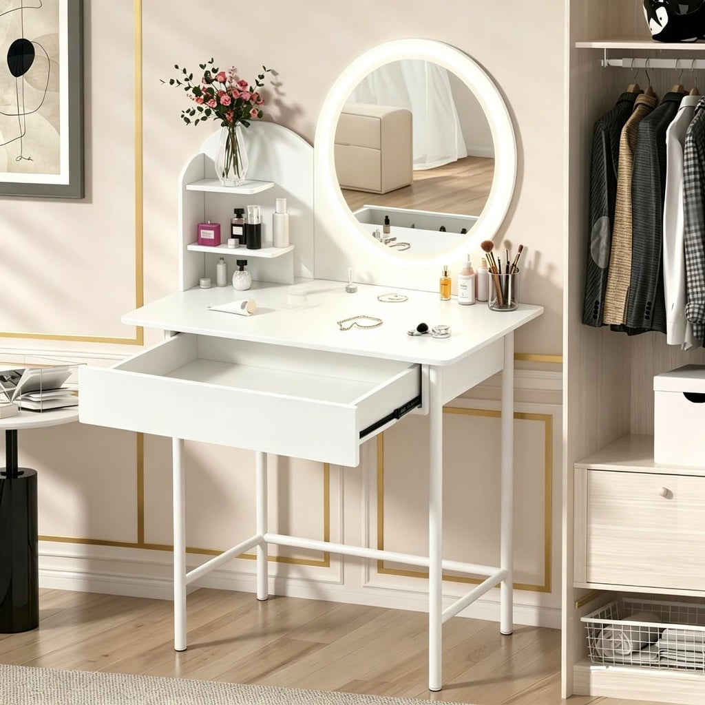 Vanity Desk with Mirror and LED Lights H792