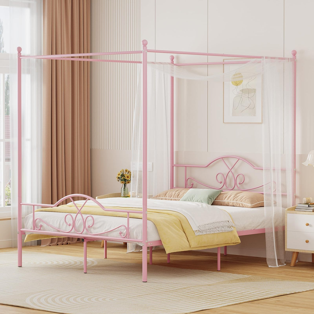 Full Size Canopy Bed Frame with 4 Posters G927