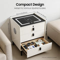 Beige White 3 Drawer Nightstand with Wireless Charging V802696