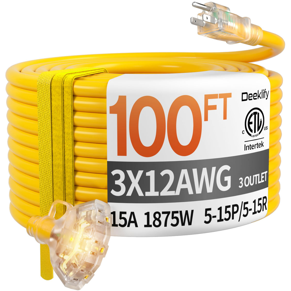 12 Gauge Heavy Duty Extension Cord with Multiple Outlets L9274