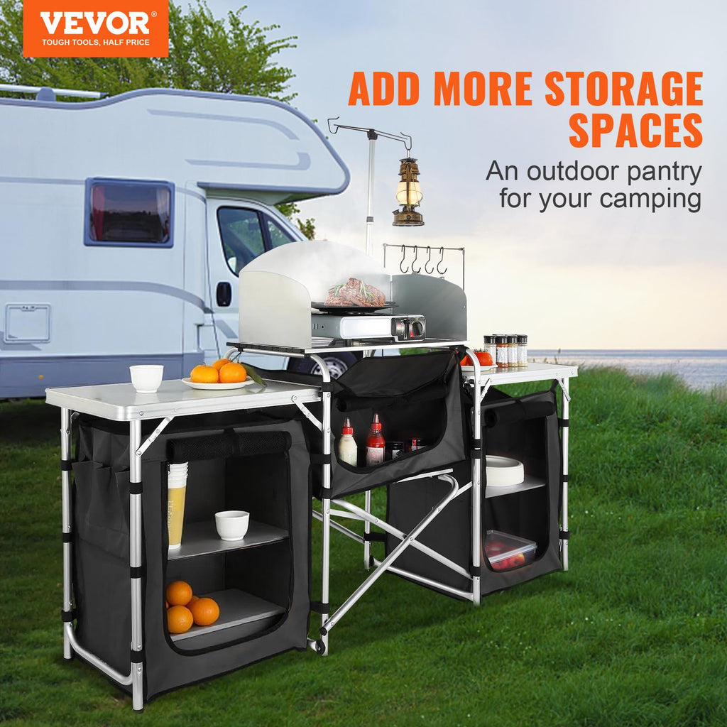 Folding Aluminum Camping Kitchen Table with Storage Bag P253604