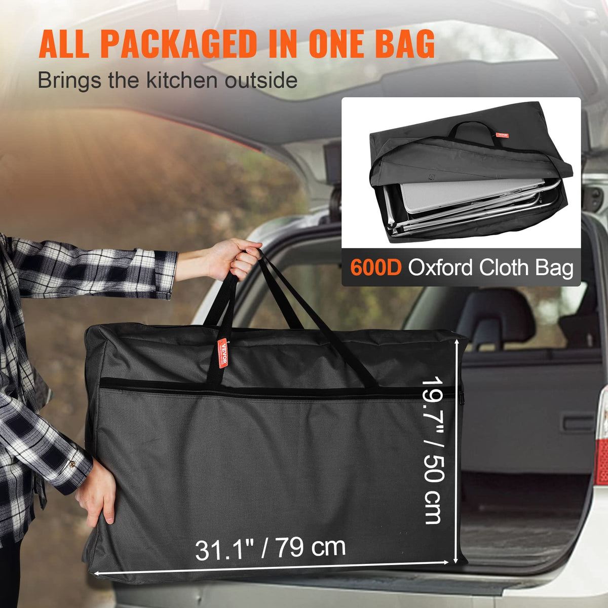 Folding Aluminum Camping Kitchen Table with Storage Bag P253604