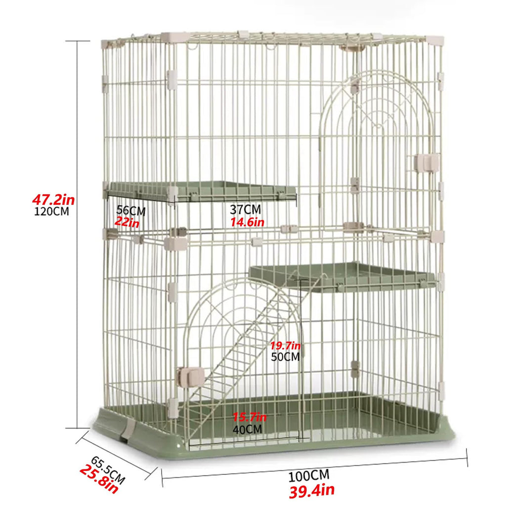 4-Tier Cat Cage Playpen with Hammock & Platforms C966
