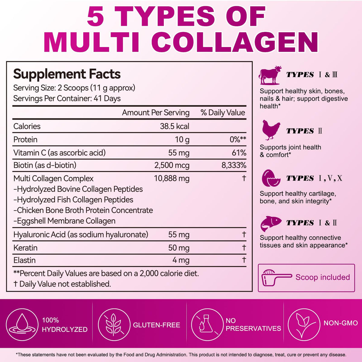 Unflavored Hydrolyzed Collagen Peptides Powder 16 oz R826