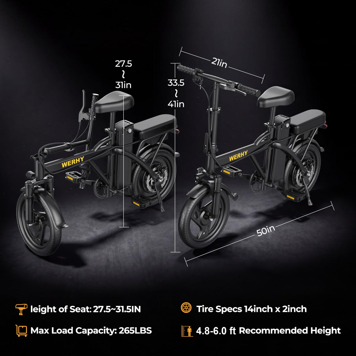 Electric Bike for Adults 750W Peak Motor 20 MPH Folding Ebike 14" G913