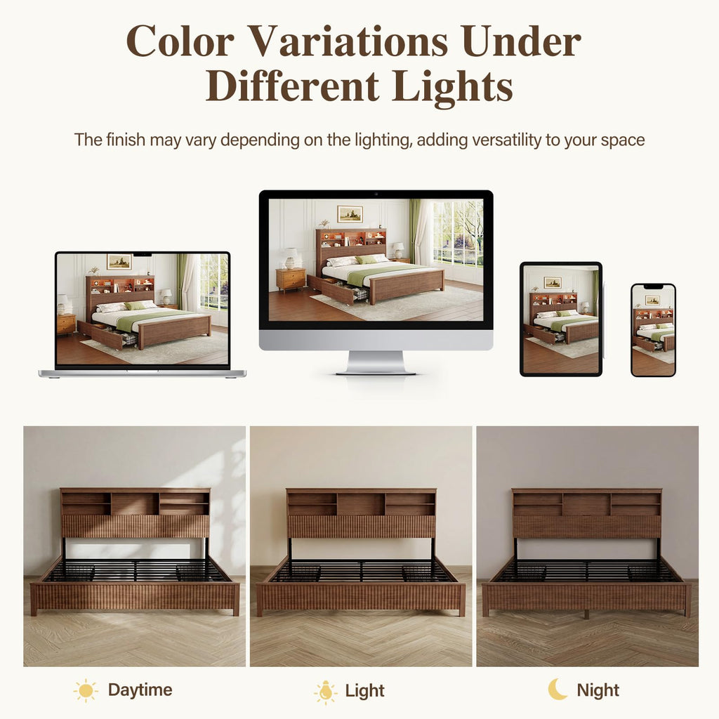 King Size Bed Frame with 4 Storage Drawers Z80049