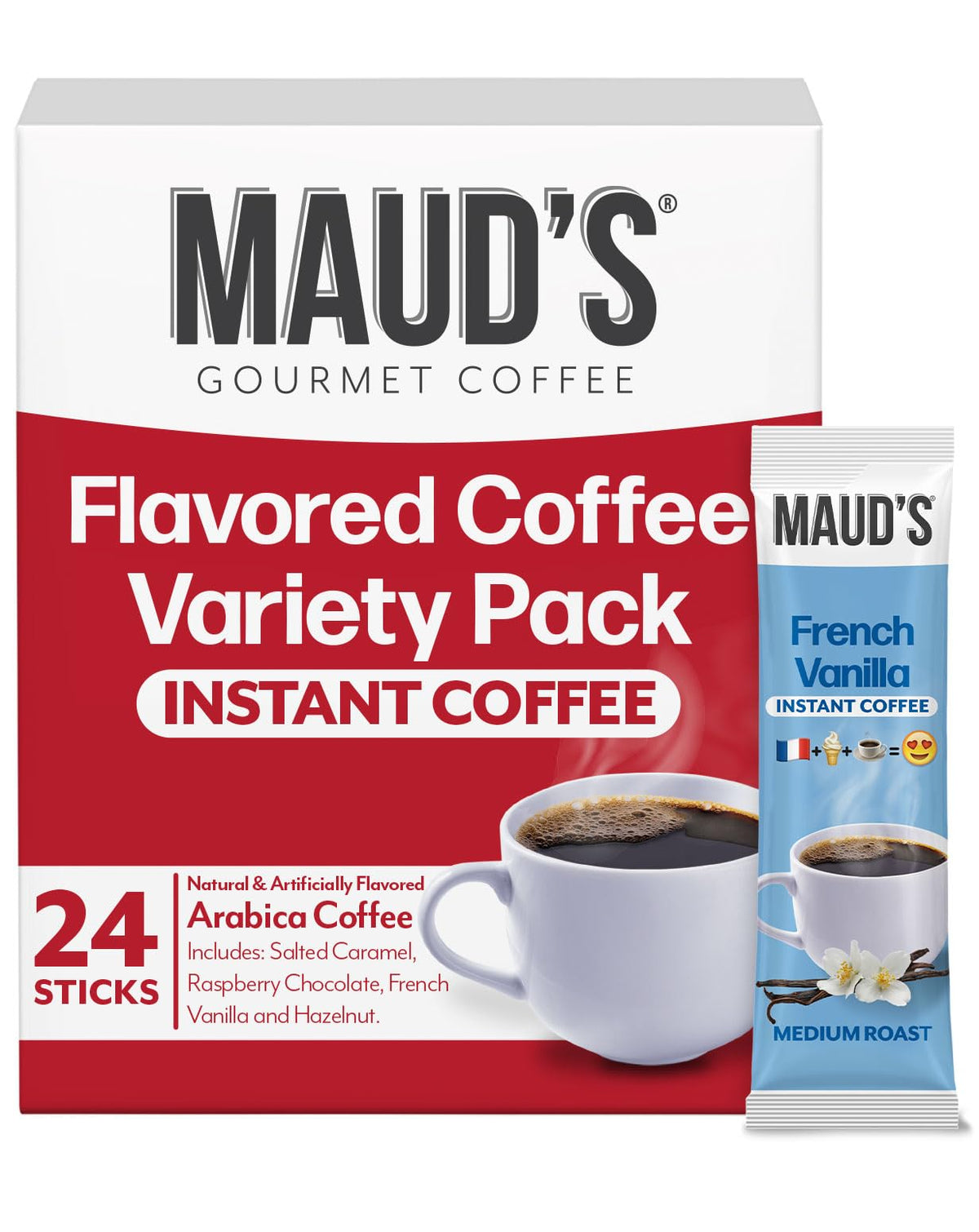 Flavored Instant Coffee Variety Pack, 24ct S121198
