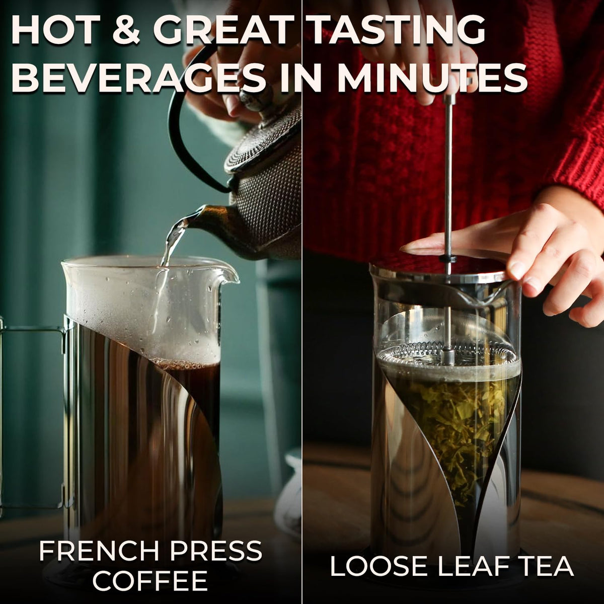 French Press Coffee Maker 34 oz Glass Stainless Steel E883443