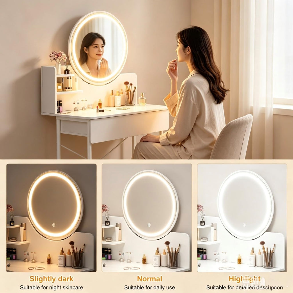 Vanity Desk with Mirror and LED Lights H792