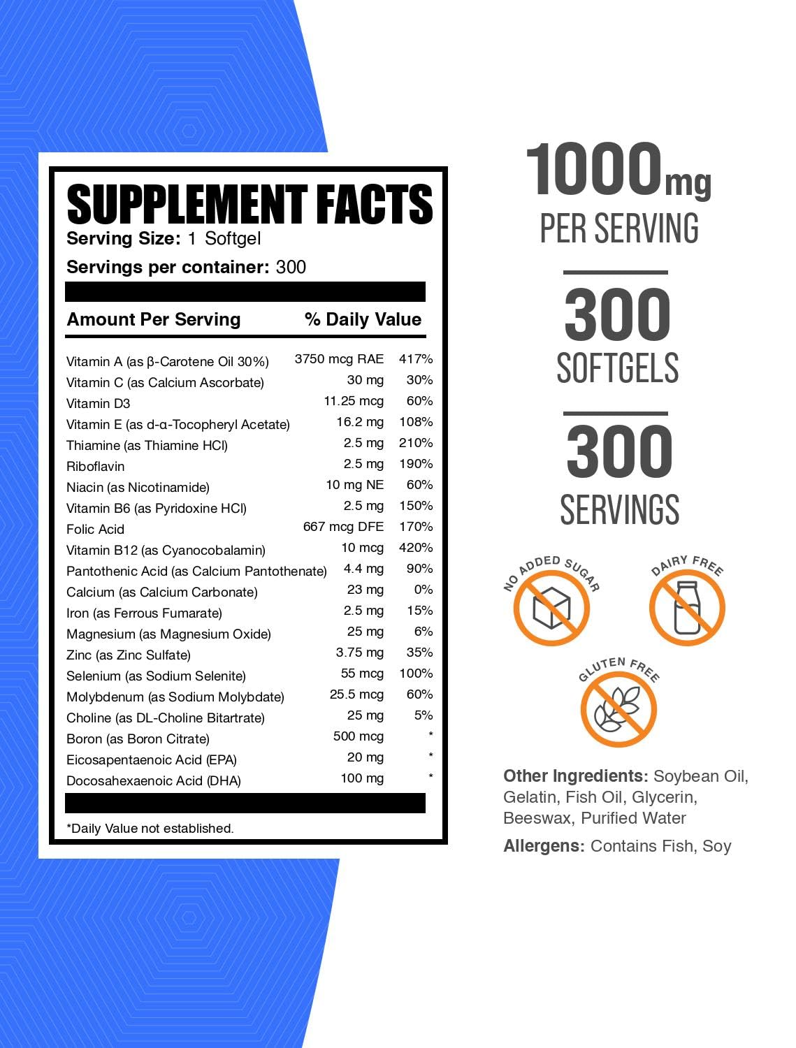 Multivitamin Softgels with Fish Oil 300 Count J67940