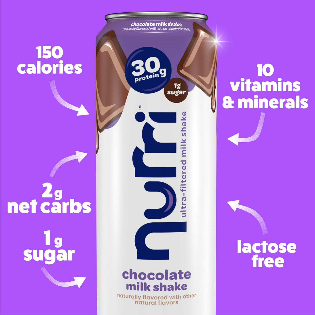 30g Protein Chocolate Lactose Free Milk Shake 12 Cans C855