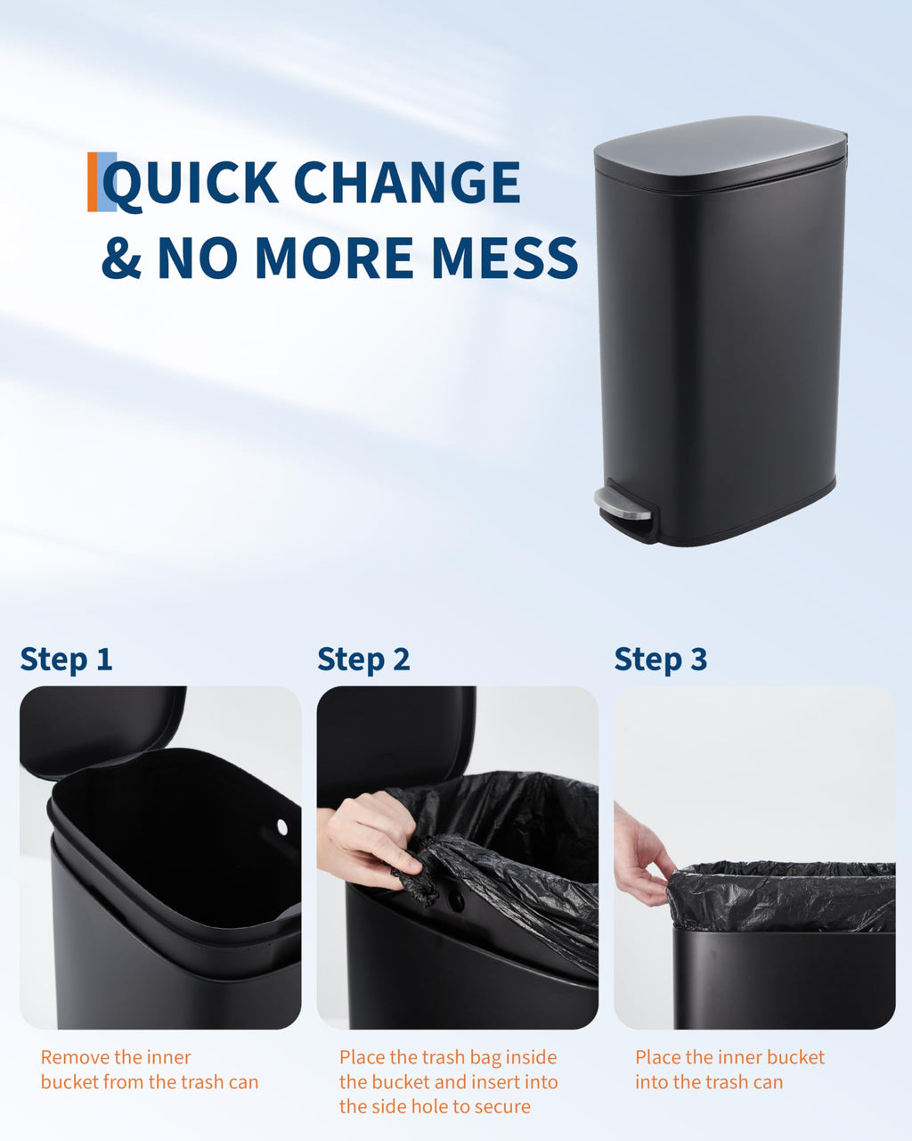 13.2 gal Slim Step Trash Can H95391