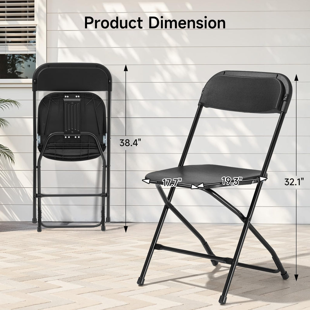 Folding Chairs 10 Pack 550LBS Capacity Heavy Duty Black I521