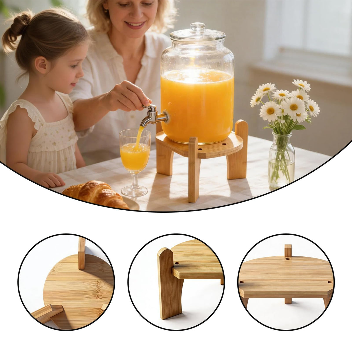 Beverage Dispenser with Bamboo Stand X4819