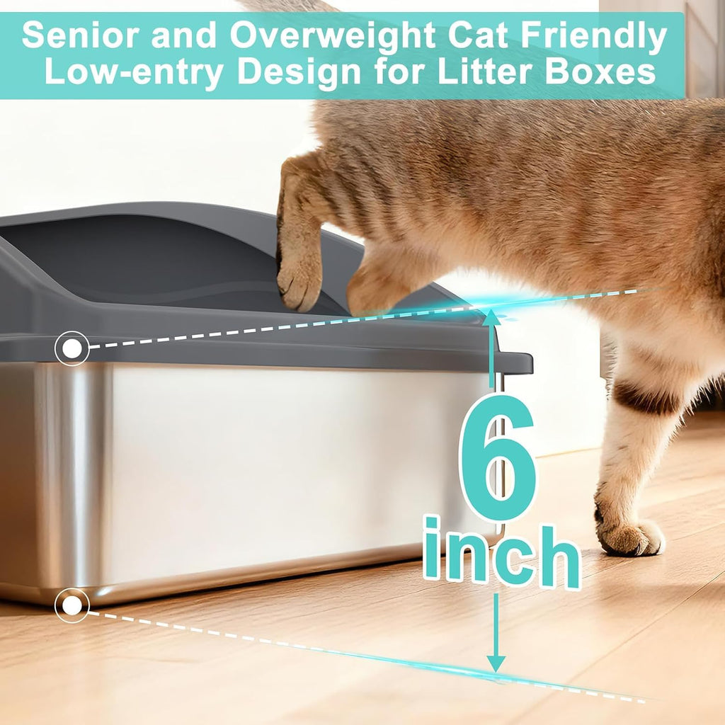 2 Pack XL Stainless Steel Enclosed Cat Litter Box with Lid X92953