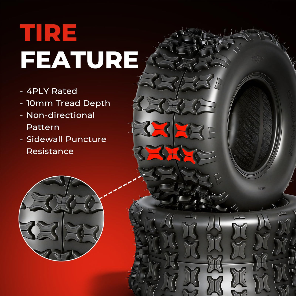 Set of 2 18x9.5-8 Tubeless All-Terrain Tires R5991