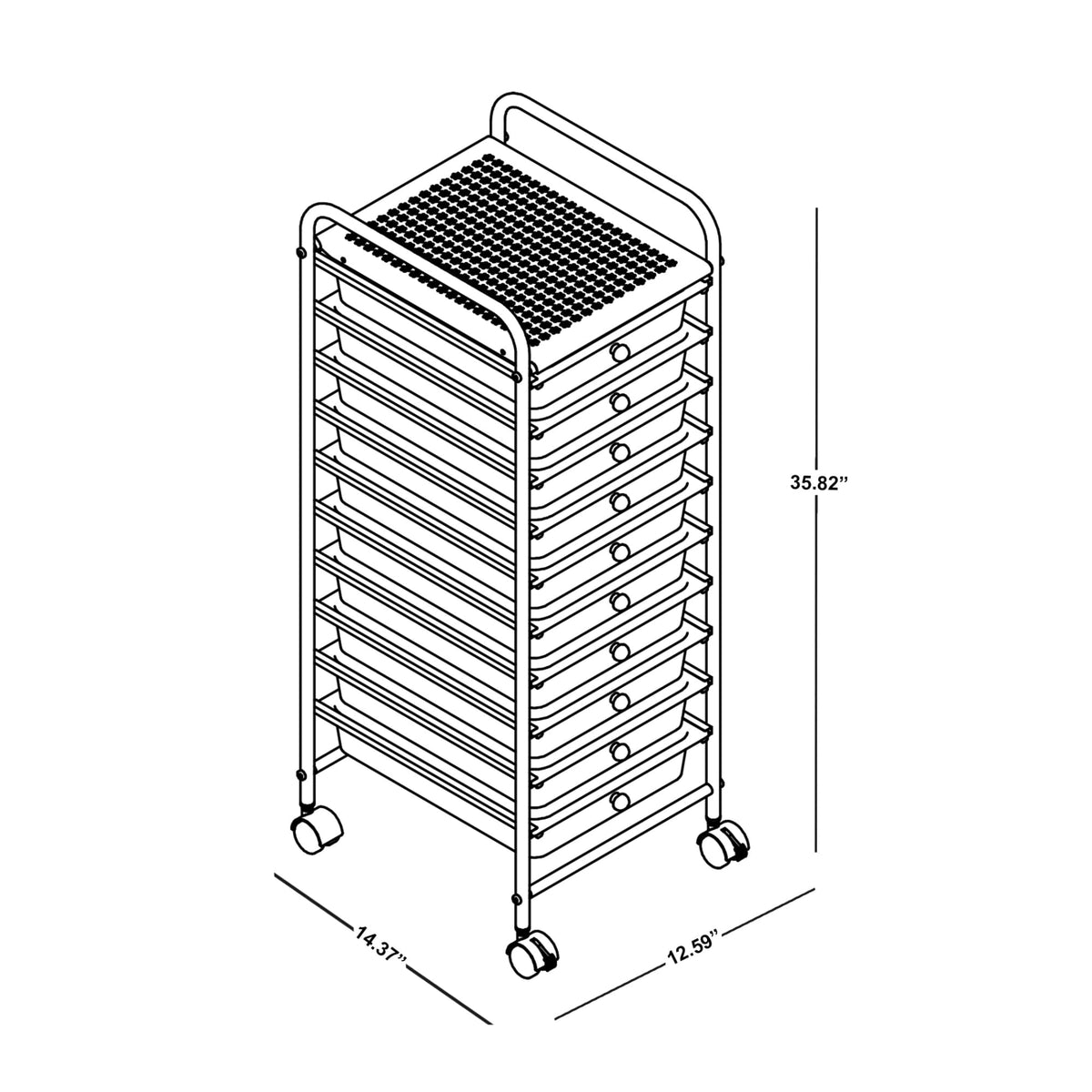 10 Drawer Mobile Cart White Chrome V8613