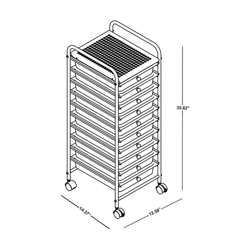 10 Drawer Mobile Cart White Chrome V8613