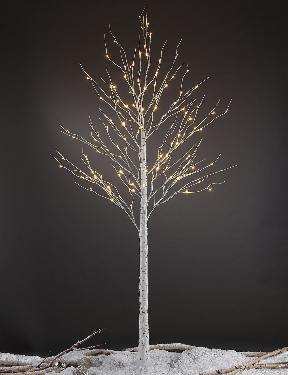8FT 132 LED Lighted Birch Tree Warm White Y1081