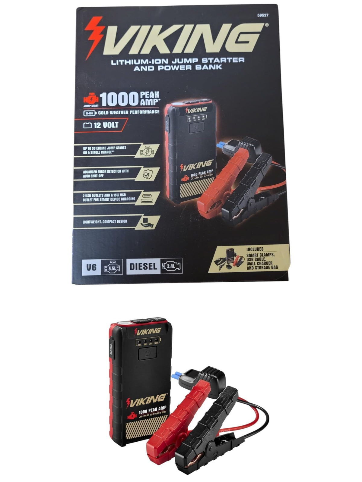 1000 Peak amp Lithium-ion Jump Starter and Power Bank S48425