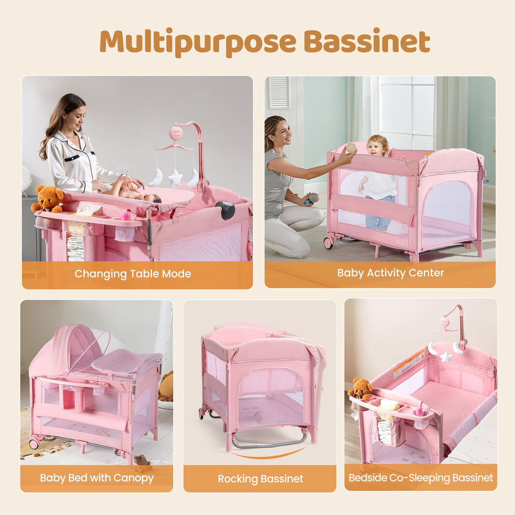 9 in 1 Bedside Bassinet with Changing Table E435375