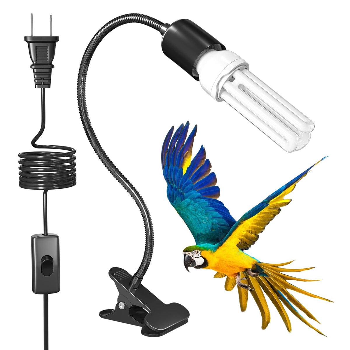 Bird Cage Lighting Combo Kit, Clip Lamp with UVB 2.4 20W Compact Fluorescent Bulb I88881