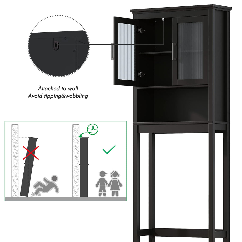 Over the Toilet Storage Cabinet with Glass Doors N8737