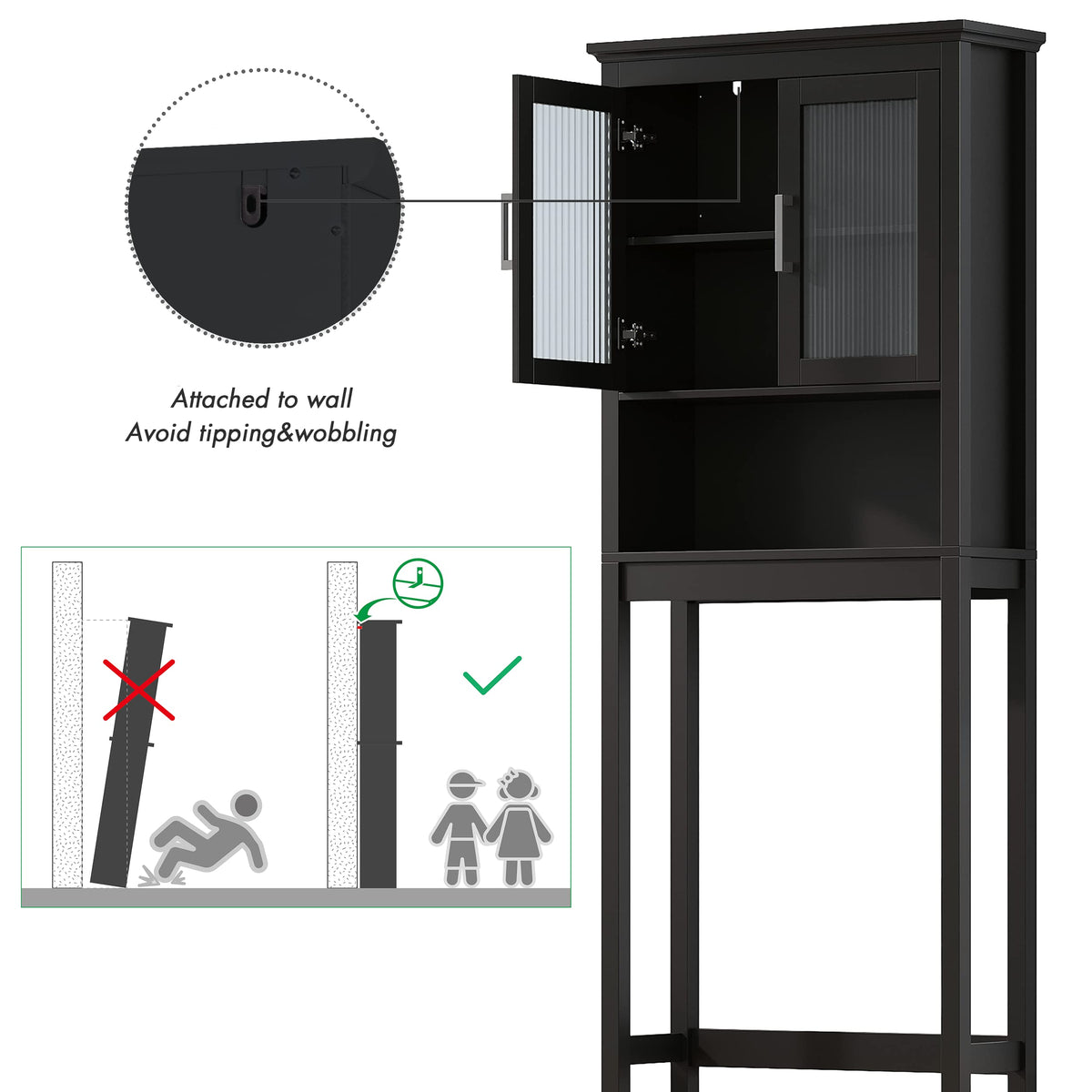 Over the Toilet Storage Cabinet with Glass Doors N8737