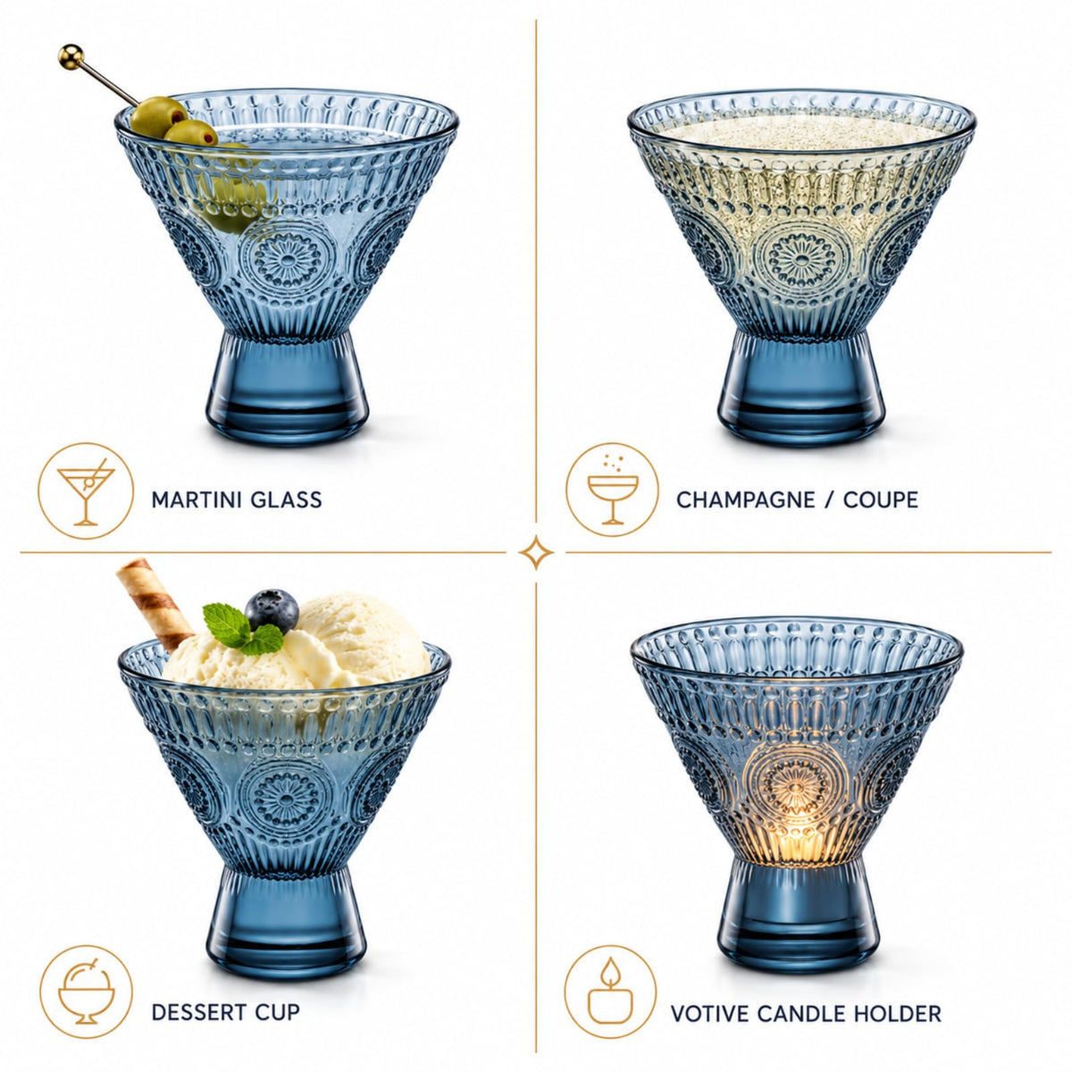 Stemless Martini & Cocktail Glasses Set of 6 L901891