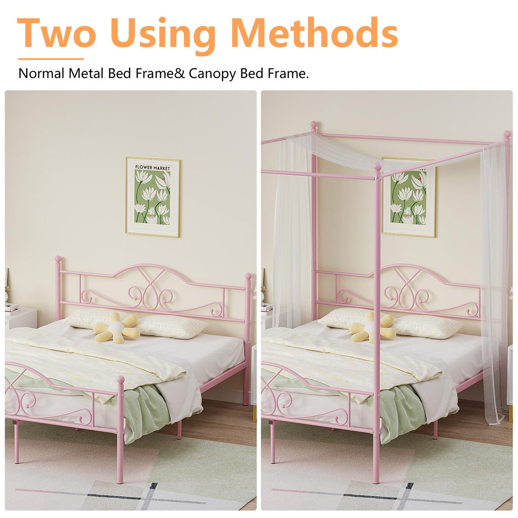 Full Size Canopy Bed Frame with 4 Posters G927