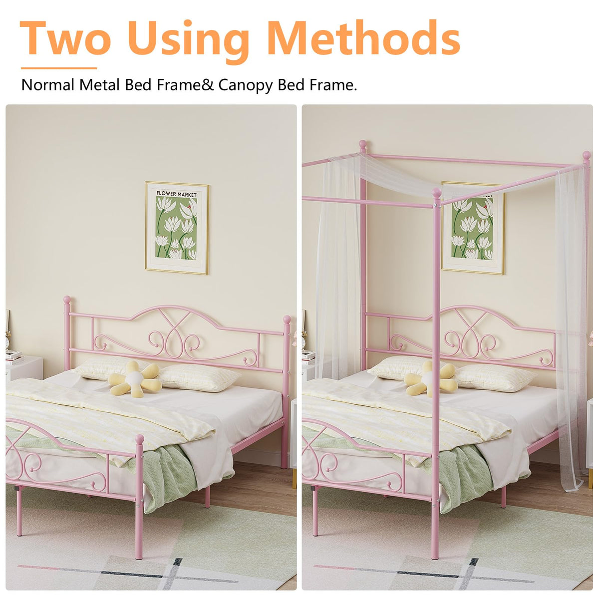 Full Size Canopy Bed Frame with 4 Posters G927