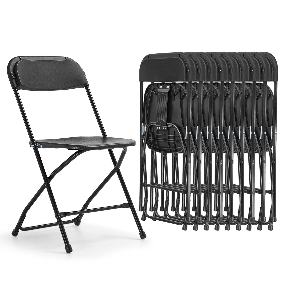 Folding Chairs 10 Pack 550LBS Capacity Heavy Duty Black I521
