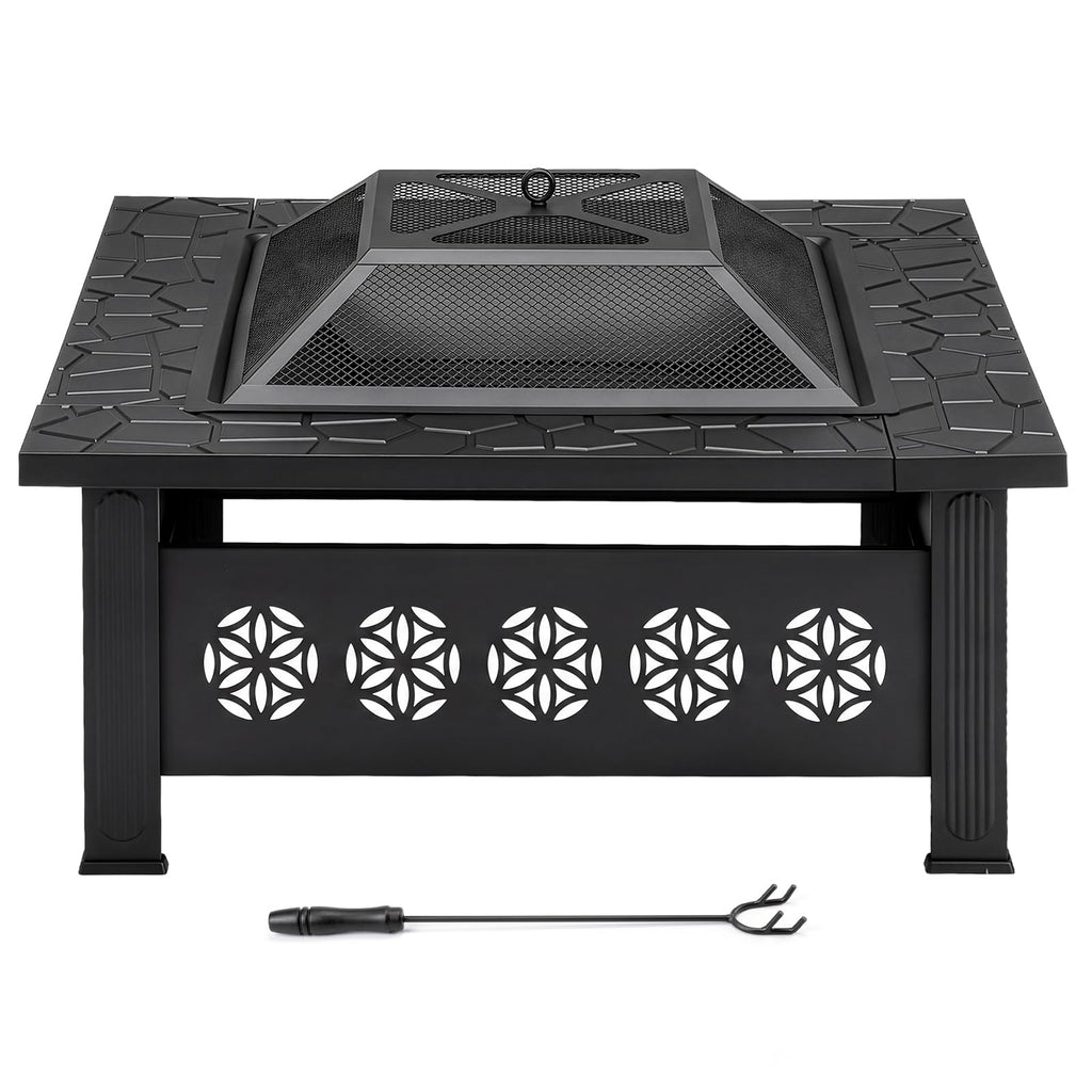 32 Inch Square Wood Burning Fire Pit Table O7530