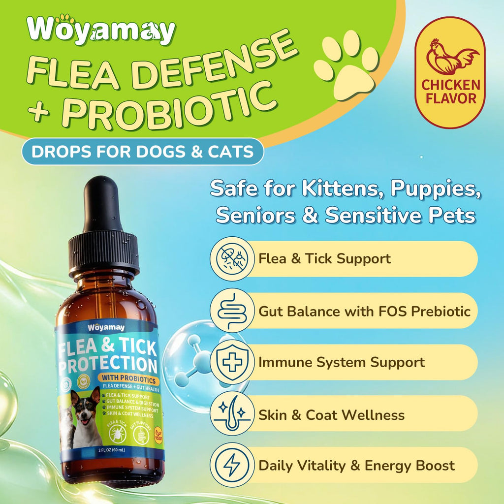 Flea and Tick Prevention Drops with Probiotics H678