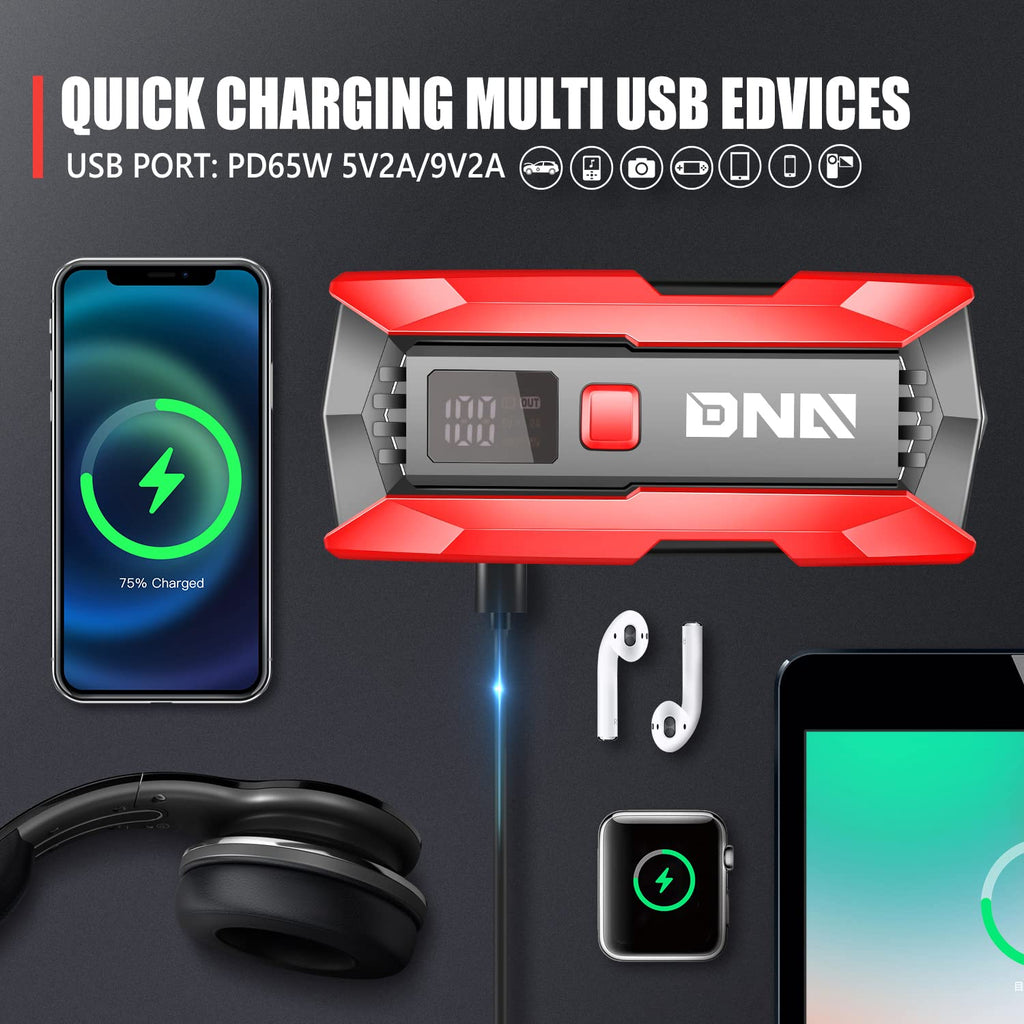 12V 2000A Peak Portable Car Battery Jump Starter with Carry Case W941